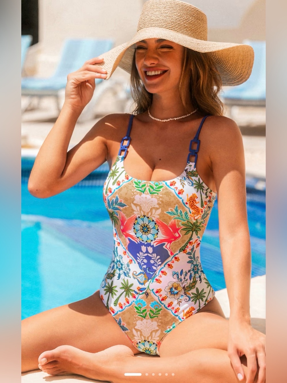 Cupshe floral Patchwork One-Piece Swimsuit - Blue Multi